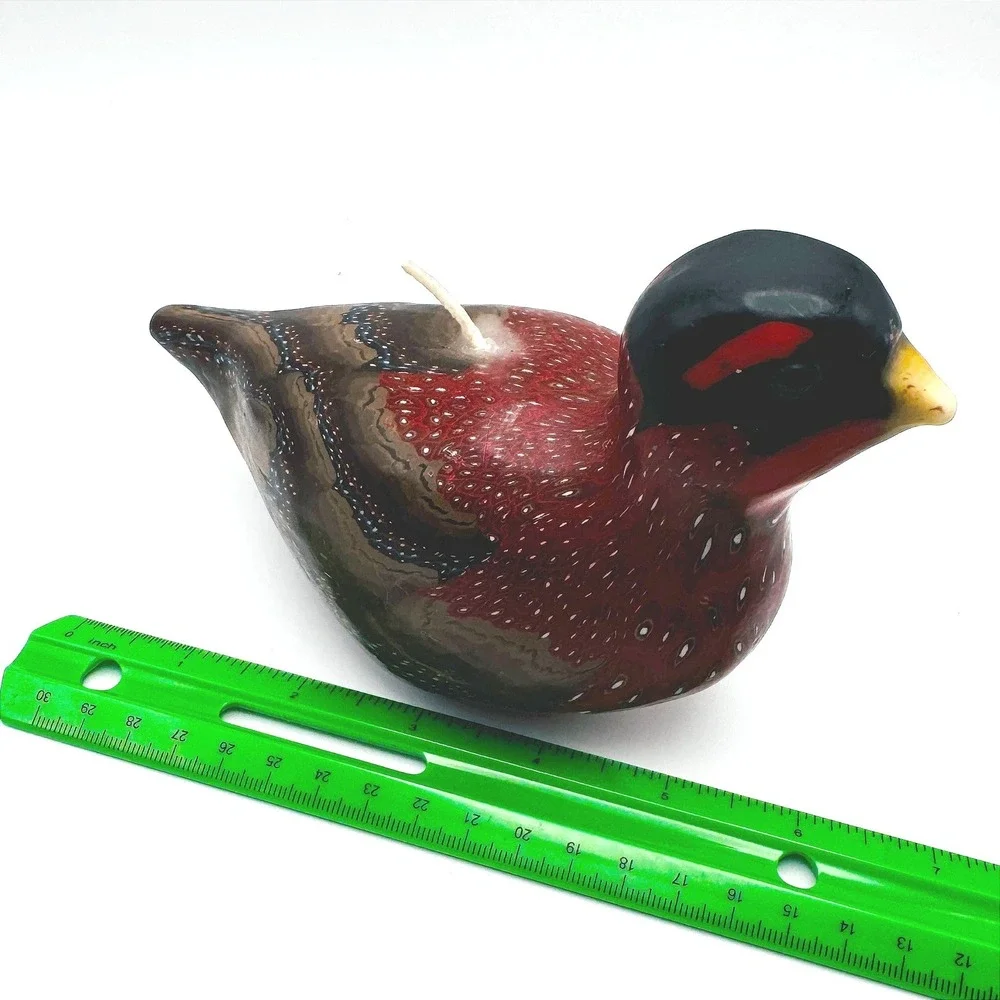 Vintage Hand Painted Pheasant Wax Candle Game Bird Figurine Hunting Cabin Decor